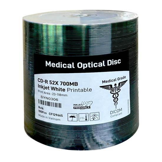 Medical Optical Disc, cd-r 52x 700 Mb inkjet white printable, DICOM compliant