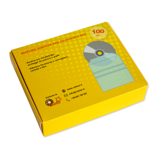 Bustina cd / dvd con flap e striscia adesiva (100 pezzi)
